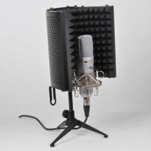 מסך אקוסטי מתקפל למיקרופון + סטנד שולחני – לאולפן ביתי