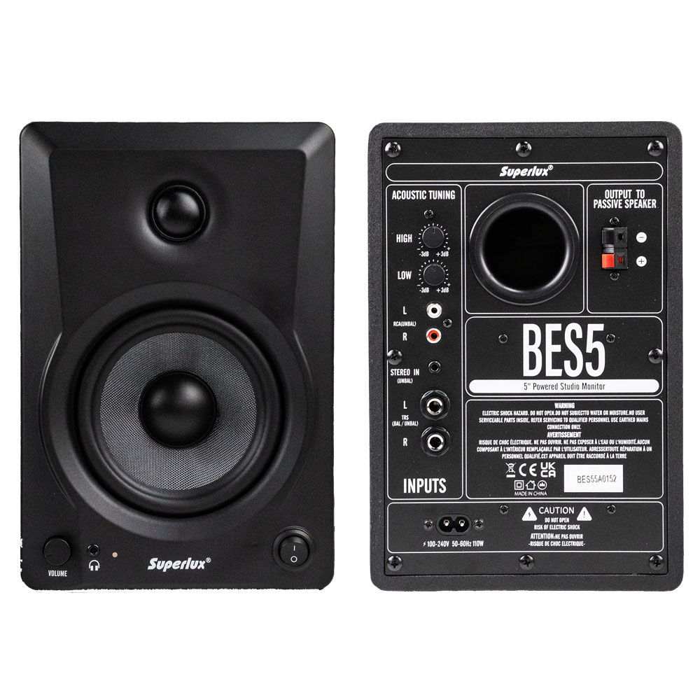 זוג מוניטורים אולפניים 5" Superlux BES5 – לבן