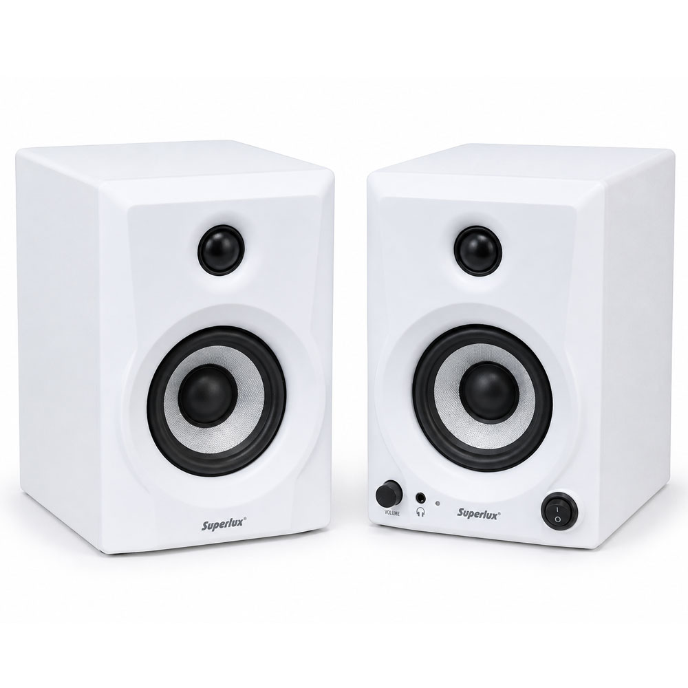זוג מוניטורים אולפניים 5" Superlux BES5 – לבן