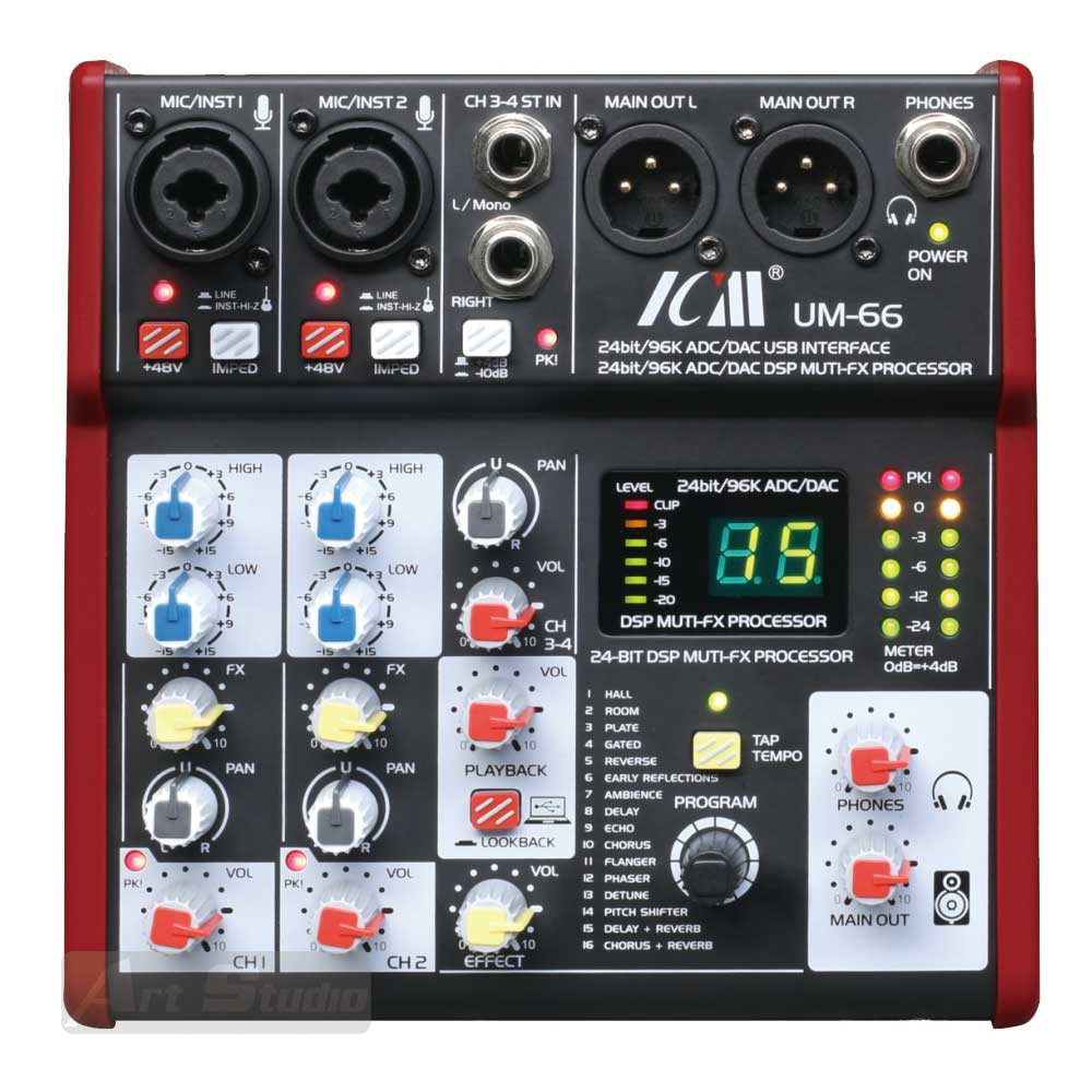 מיקסר משולב כרטיס קול USB עם אפקטים ICM UM-66