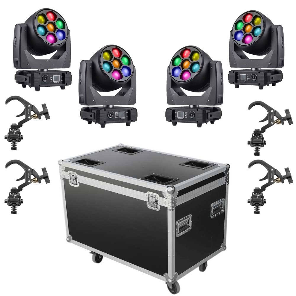 סט 4 ראשים נעים 7x40W עם זום Apextone L 7x40W SET4 Mov.Head
