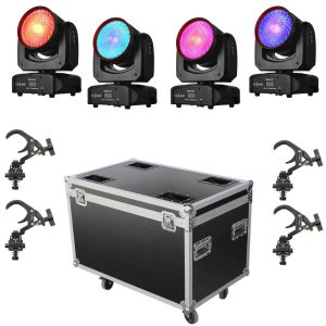 סט 4 ראשים נעים Flood 120W עם קייס ותפסנים Apextone SET 120W colorful Surf