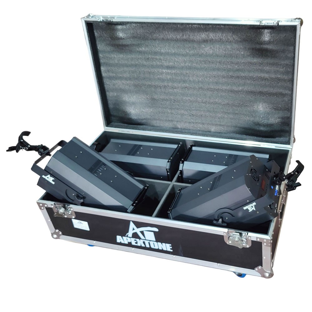 סט 4 פנסי לד 200W בלבן חם עם זום וקייס Apextone SET4 WW-200-ZOOM