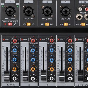 מיקסר 6 ערוצים עם זוג מיקרופונים אלחוטיים UHF BTS MIX UH-510