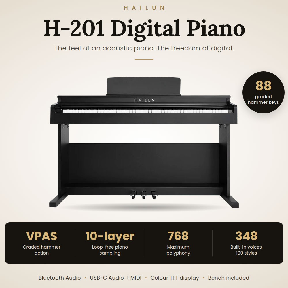 פסנתר חשמלי, מנגנון פטישים HAILUN H-201 BLACK