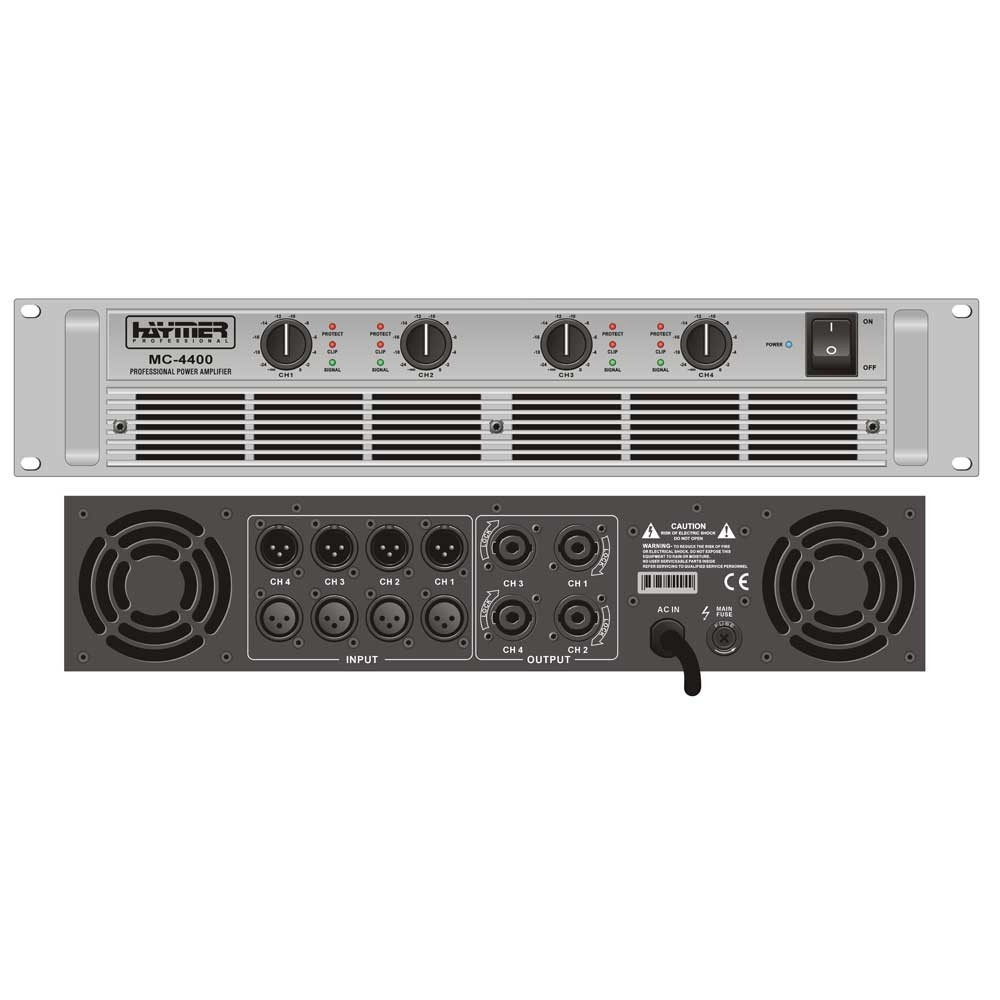 מגבר כוח 4 ערוצים 4×400W @8Ω Haymer MC-4400