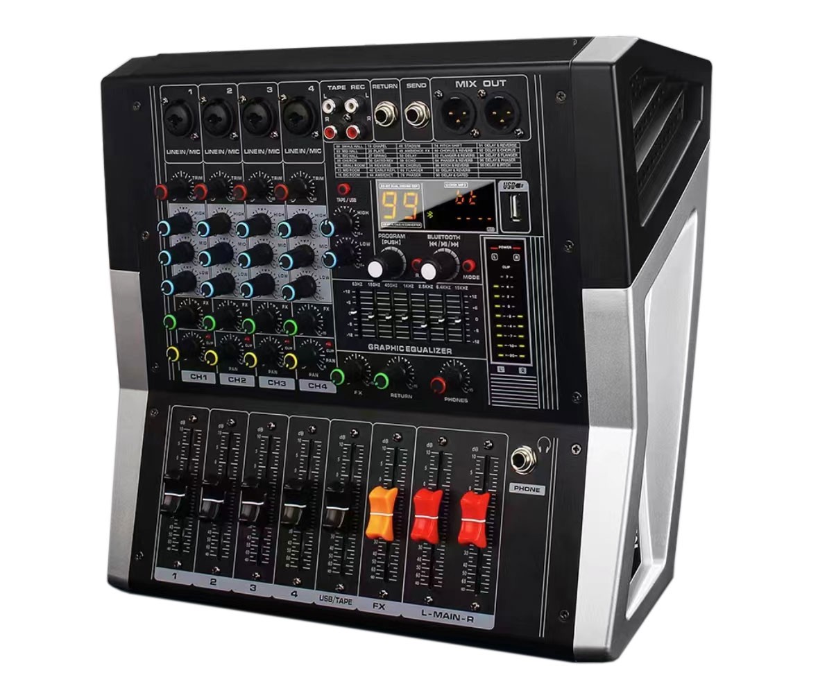 מיקסר מוגבר 5 ערוצים 2×200W Haymer PMIX ED4