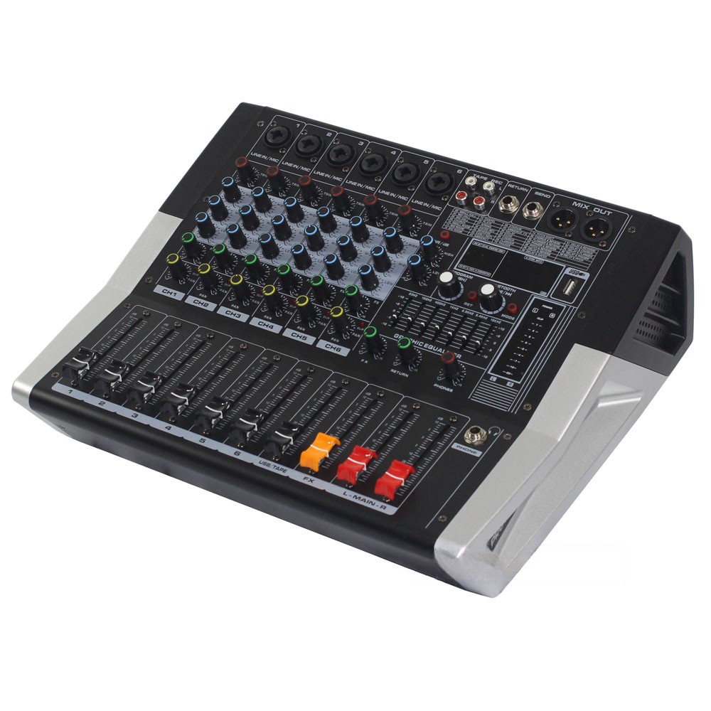 מיקסר מוגבר 7 ערוצים 2×300W Haymer PMIX ED6