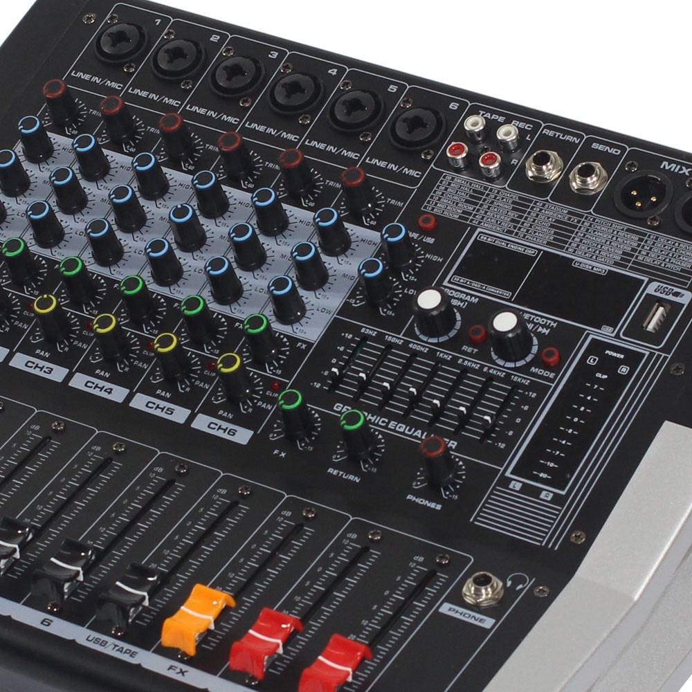 מיקסר מוגבר 7 ערוצים 2×300W Haymer PMIX ED6