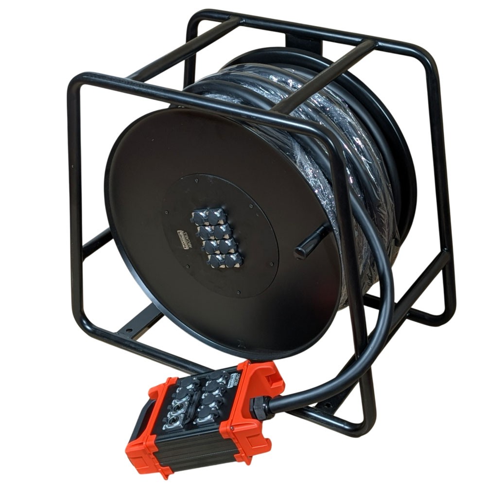מולטיכבל רשת Cat6a 8 ערוצים 60 מ' עם גלגלים Haymer Pro CAT6-8Ch-60m-B