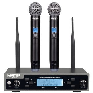זוג מיקרופונים אלחוטיים ידניים UHF Haymer UH-510