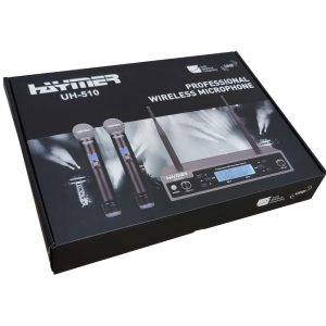 זוג מיקרופונים אלחוטיים ידניים UHF Haymer UH-510