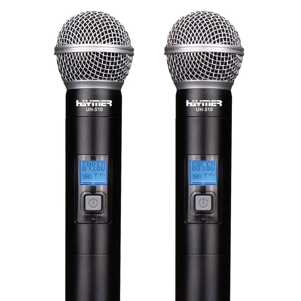 זוג מיקרופונים אלחוטיים ידניים UHF Haymer UH-510