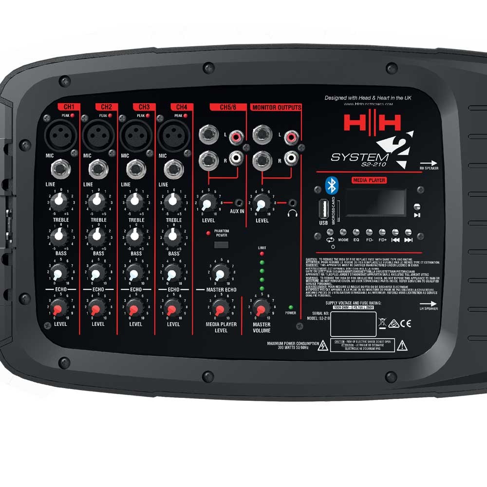 מיקסר מוגבר 6 ערוצים 2×150W HH MIX300