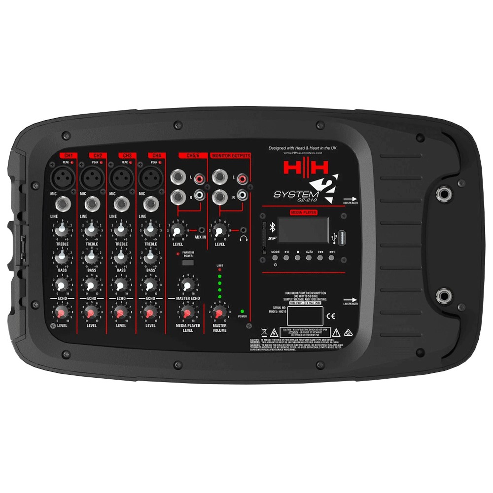מערכת הגברה ניידת 2×10" עם מיקסר מוגבר HH S2-210