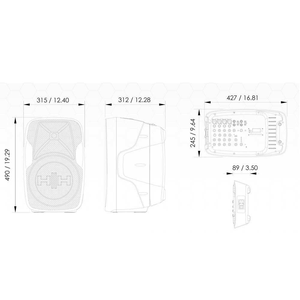 מערכת הגברה ניידת 2×10" עם מיקסר מוגבר HH S2-210