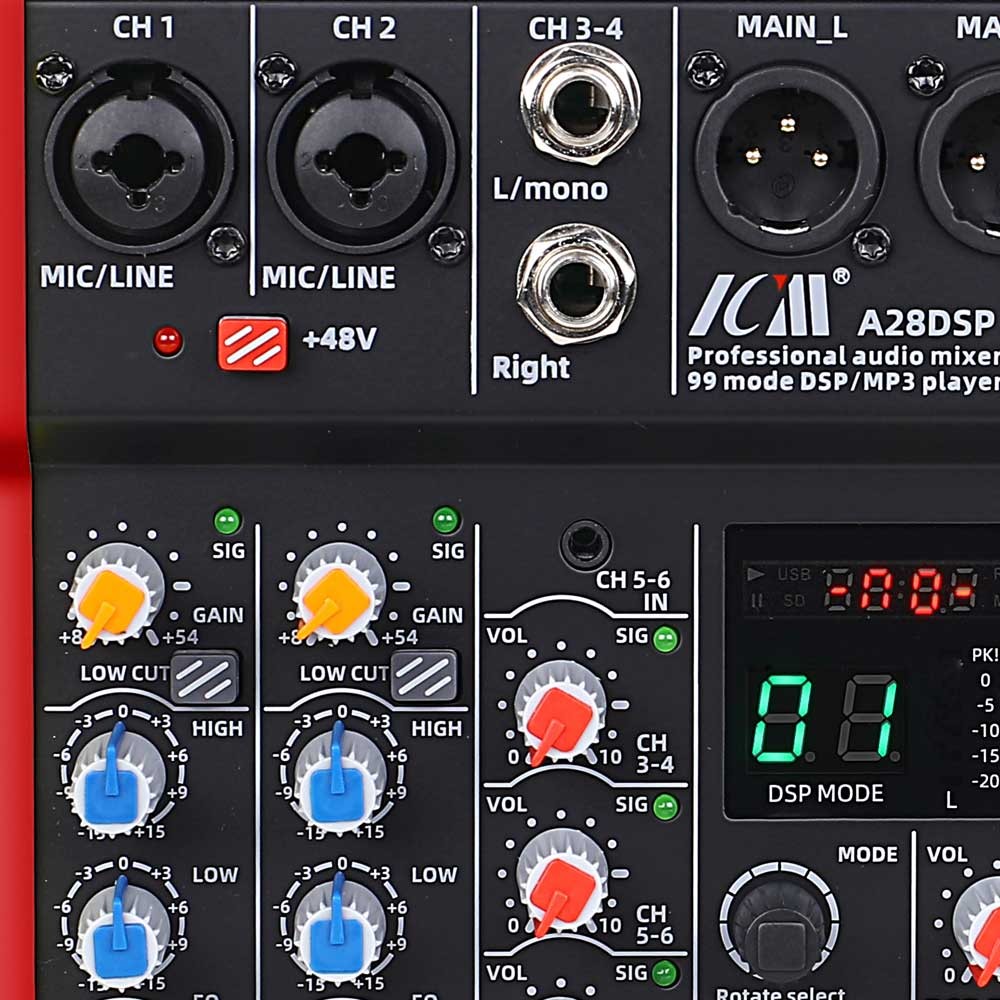 מיקסר 6 ערוצים עם 99 אפקטים ו-Bluetooth ICM A28DSP