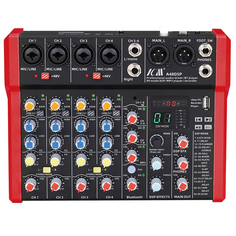 מיקסר 8 ערוצים עם 99 אפקטים ו-Bluetooth ICM A48DSP