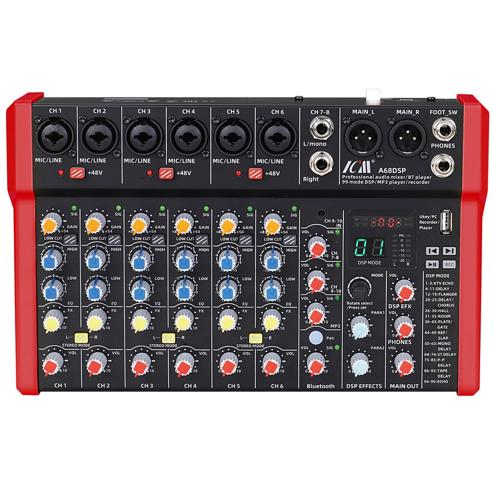 מיקסר 10 ערוצים עם 99 אפקטים ו-Bluetooth ICM A68DSP