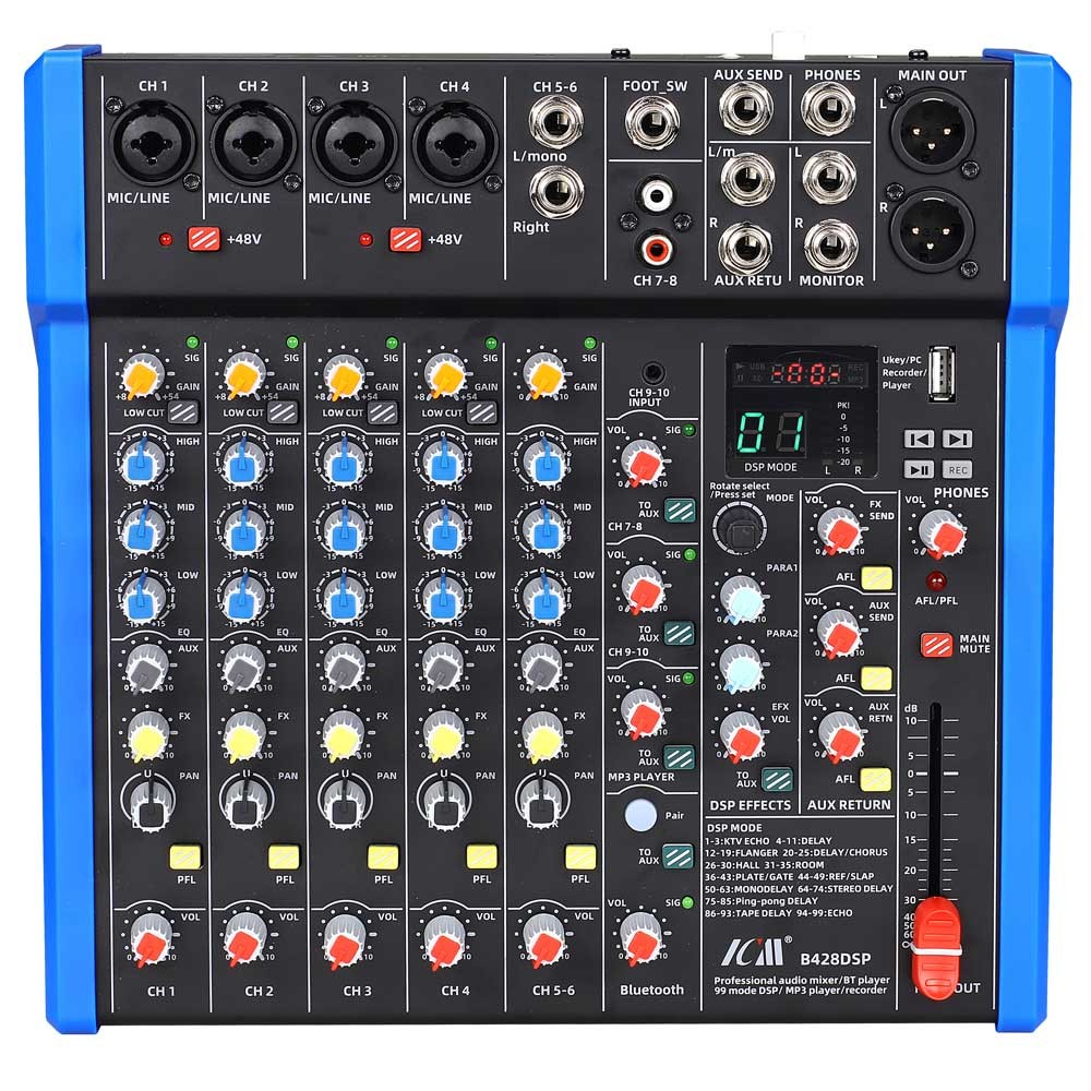 מיקסר 10 ערוצים עם 99 אפקטים ו-Bluetooth ICM B428DSP