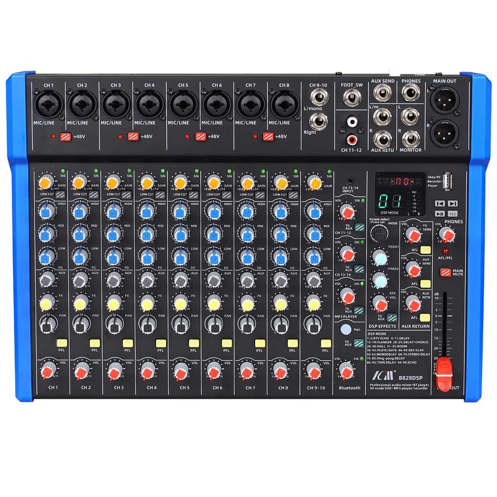 מיקסר 14 ערוצים עם 99 אפקטים ו-Bluetooth ICM B828DSP
