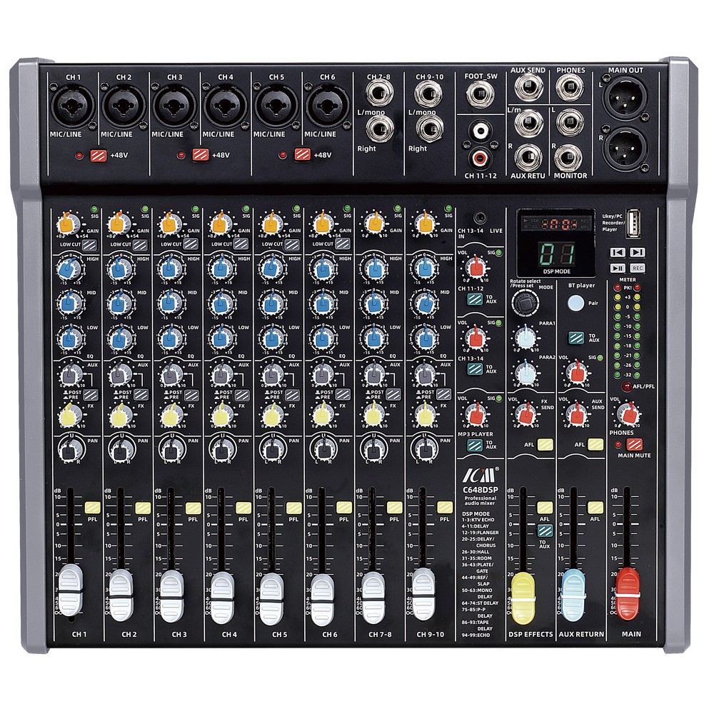 מיקסר 14 ערוצים עם 99 אפקטים ו-Bluetooth ICM C648DSP