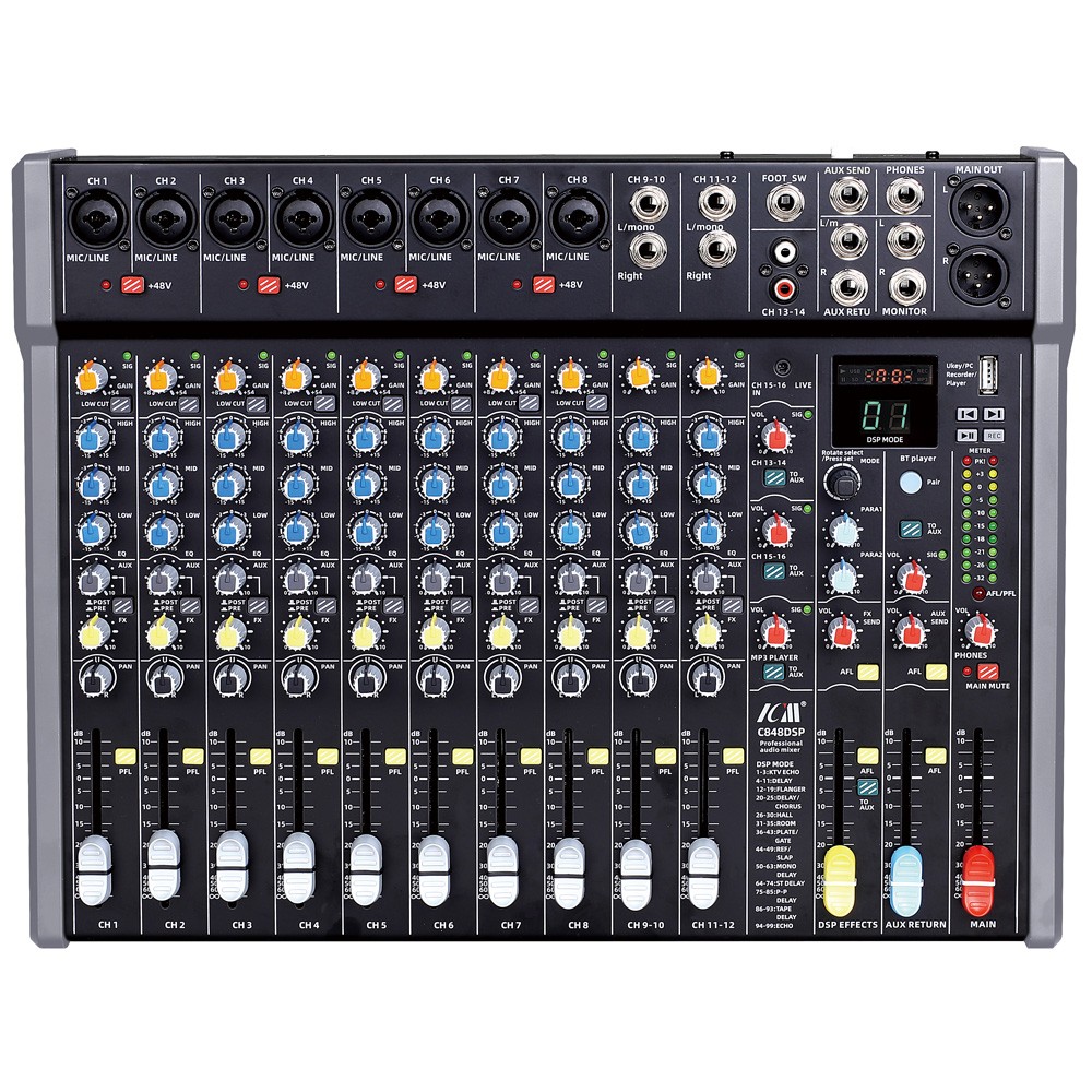 מיקסר 16 ערוצים עם 99 אפקטים ו-Bluetooth ICM C848DSP