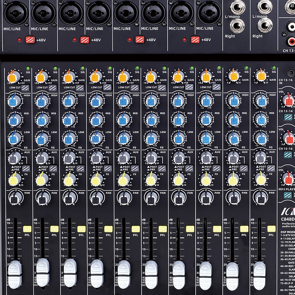 מיקסר 16 ערוצים עם 99 אפקטים ו-Bluetooth ICM C848DSP