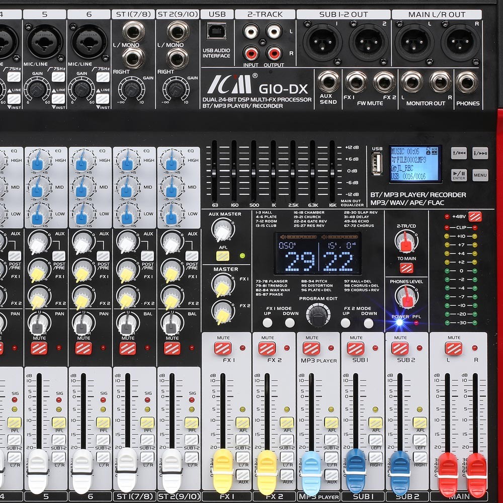 מיקסר 6 מונו + 2 סטריאו עם אפקט כפול, USB ו-Bluetooth ICM G10-DX