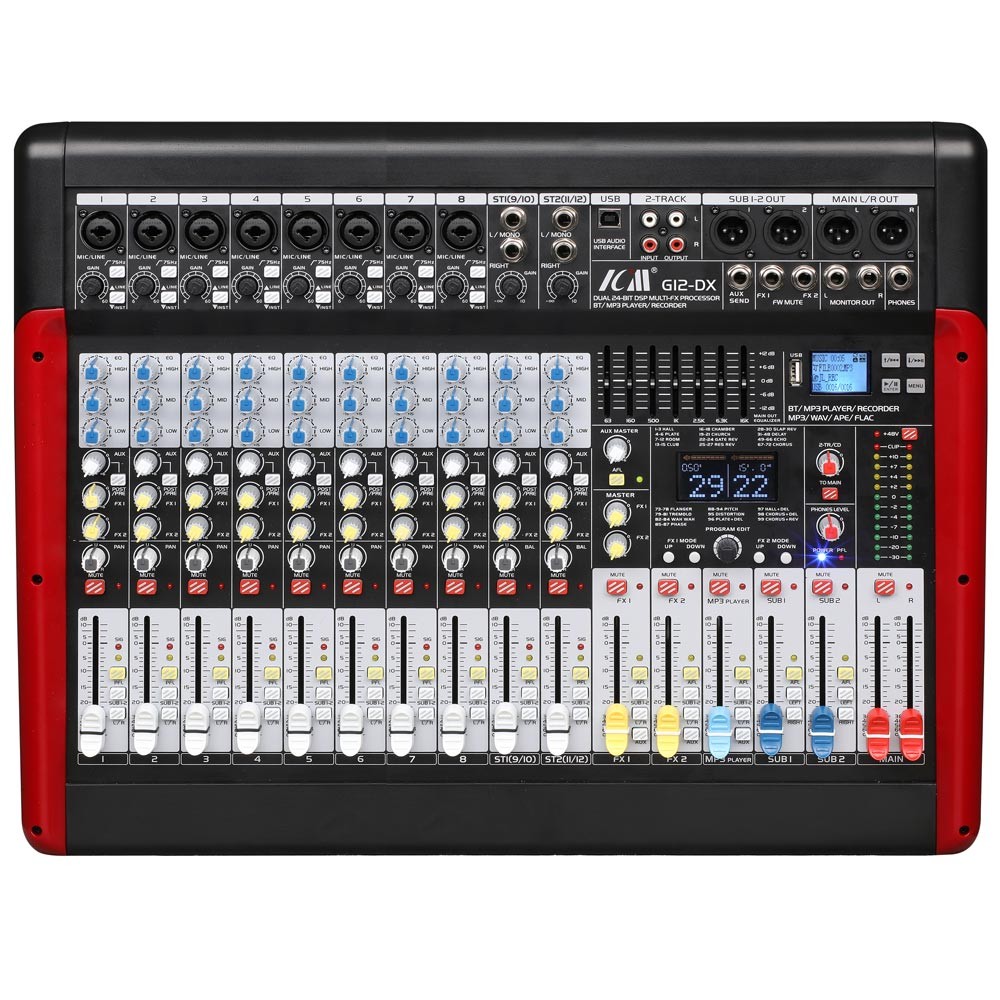 מיקסר 12 ערוצים עם אפקט כפול, USB ו-Bluetooth ICM G12-DX
