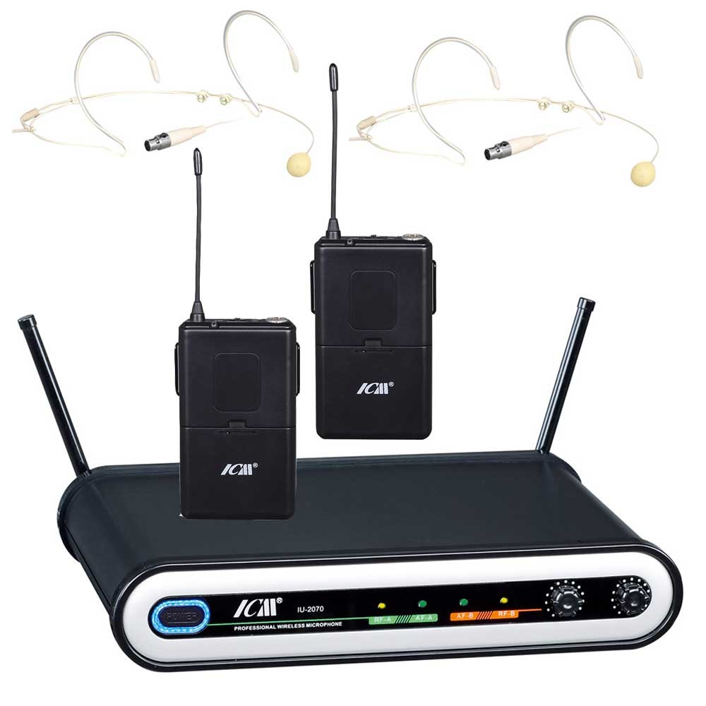 זוג מיקרופוני ראש אלחוטיים UHF ICM IU-2070-IL-HEAD