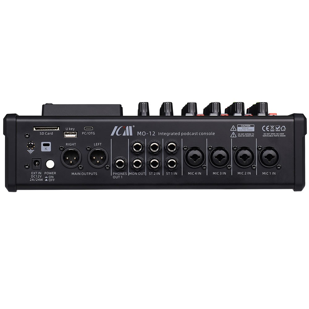 מיקסר לפודקאסט 12 ערוצים עם Bluetooth, הקלטה ו-USB ICM MO-12