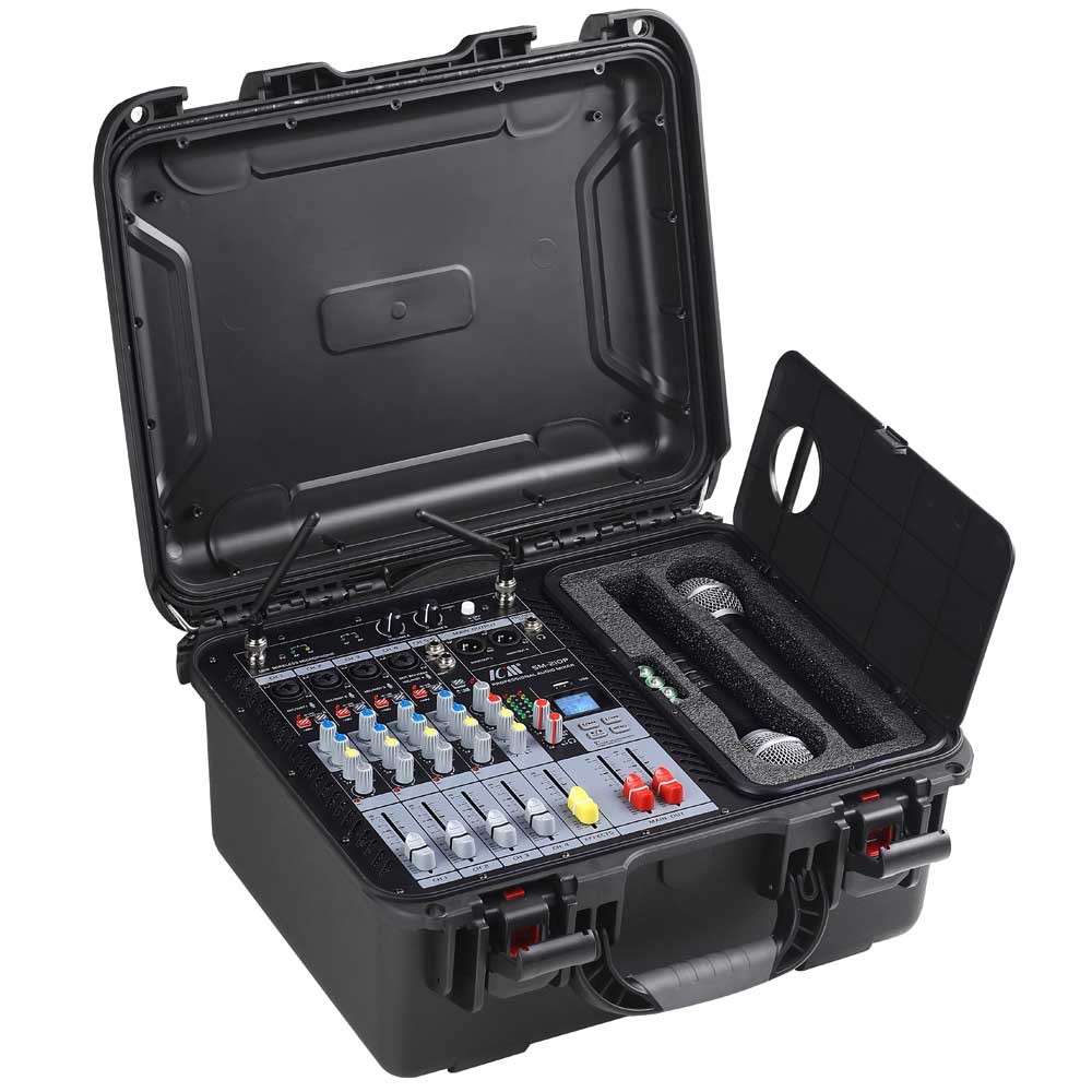 מיקסר מוגבר 600W עם 2 מיקרופונים אלחוטיים ICM SM-210P