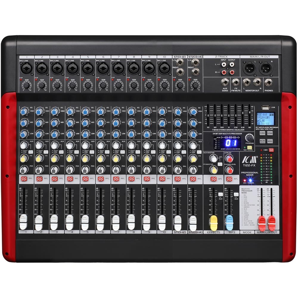 מיקסר 10 מונו + 2 סטריאו עם אפקטים ו-Bluetooth ICM T122-FX