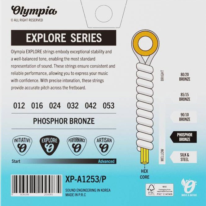 סט מיתרים לגיטרה אקוסטית 0.12 Olympia OL XP-A1253/P