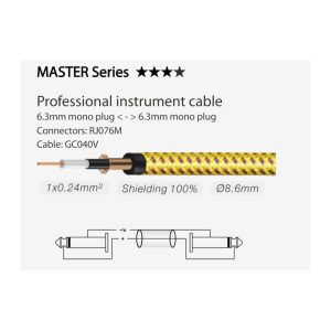 כבל גיטרה Vintage Master Series 3 מ' Roxtone MGJJ310L3