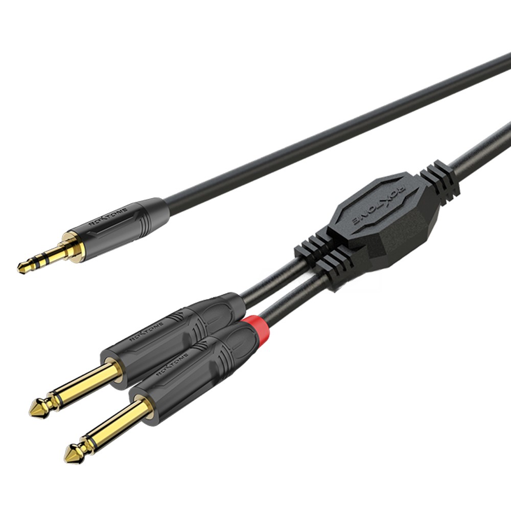 כבל 3.5 מ"מ סטריאו ל-2×PL 6.35 מ"מ 1 מ' Roxtone PACC280L1