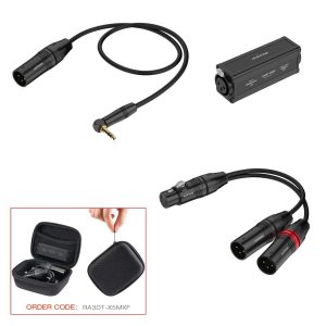 מבודד סטריאו 3.5 מ"מ ל-2×XLR (DI) עם תיק Roxtone RA3DT-X5MXF