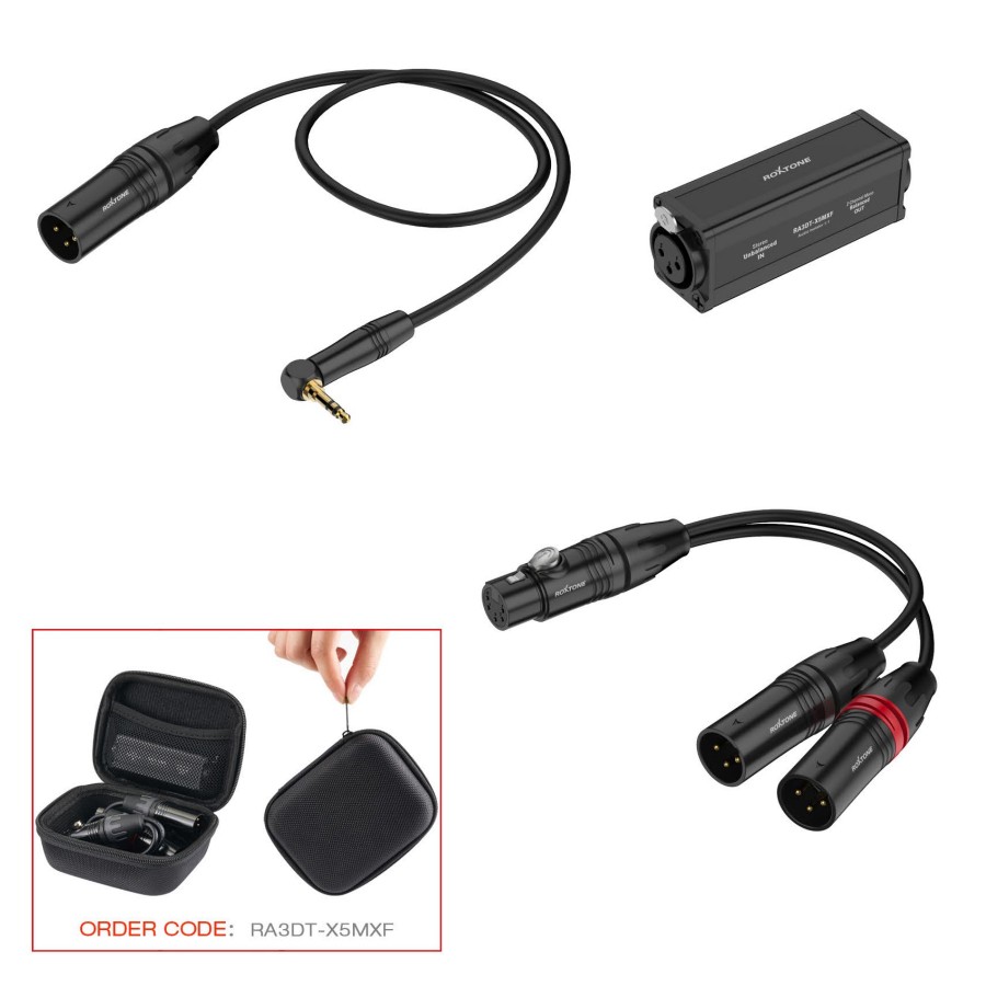 מבודד סטריאו 3.5 מ"מ ל-2×XLR (DI) עם תיק Roxtone RA3DT-X5MXF