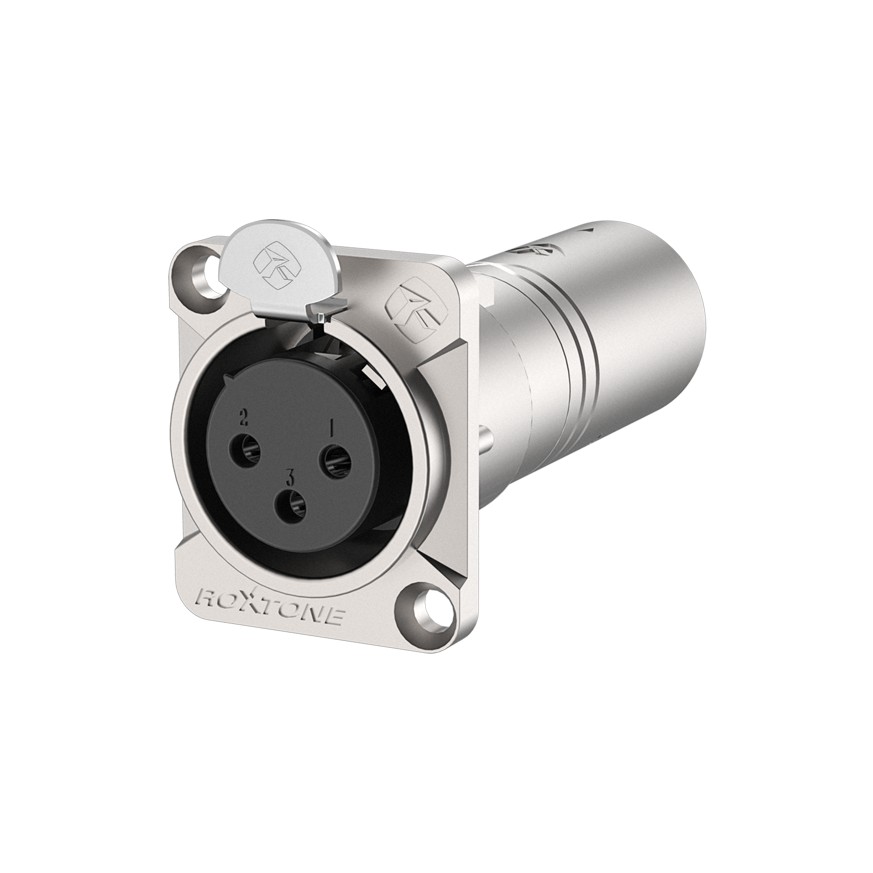 מחבר מעבר XLR נקבה לזכר לפאנל, 6 ס"מ Roxtone RA3XFMD