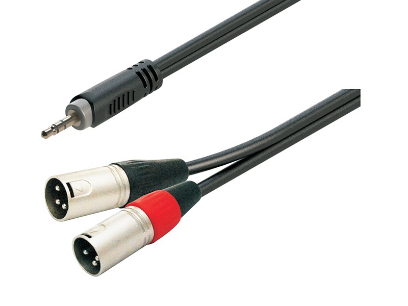 כבל 3.5 מ"מ ל-2×XLR 20 ס"מ Roxtone RAYC190L02