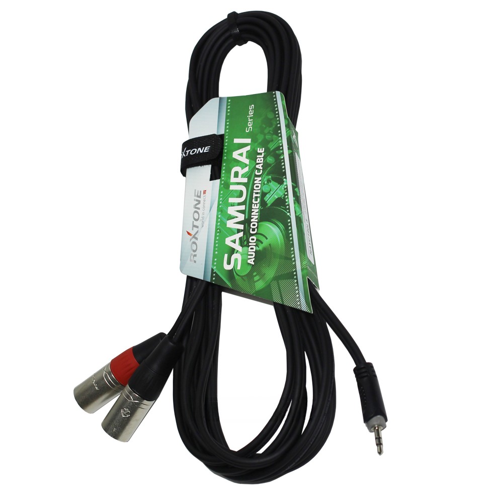 כבל 3.5 מ"מ ל-2×XLR 20 ס"מ Roxtone RAYC190L02