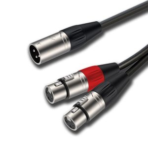 כבל מפצל XLR זכר ל-2×XLR נקבה 20 ס"מ Roxtone SAYC610L02