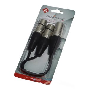 כבל מפצל XLR זכר ל-2×XLR נקבה 20 ס"מ Roxtone SAYC610L02