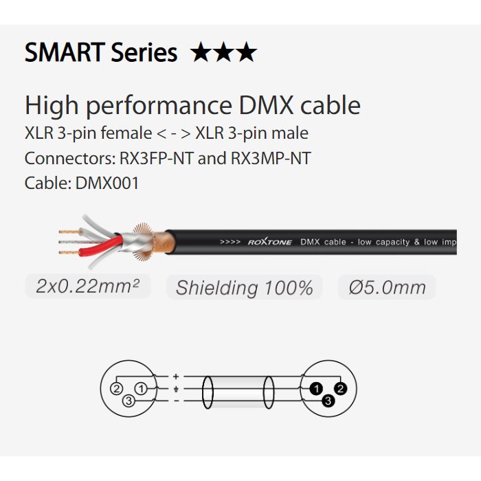 כבל DMX 10 מ' Roxtone SDXX100L10