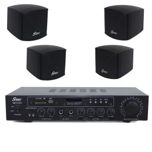 מערכת הגברה למשרד ולבית: מגבר 2×30W ו-4 רמקולים Seer AMP 230ST SET