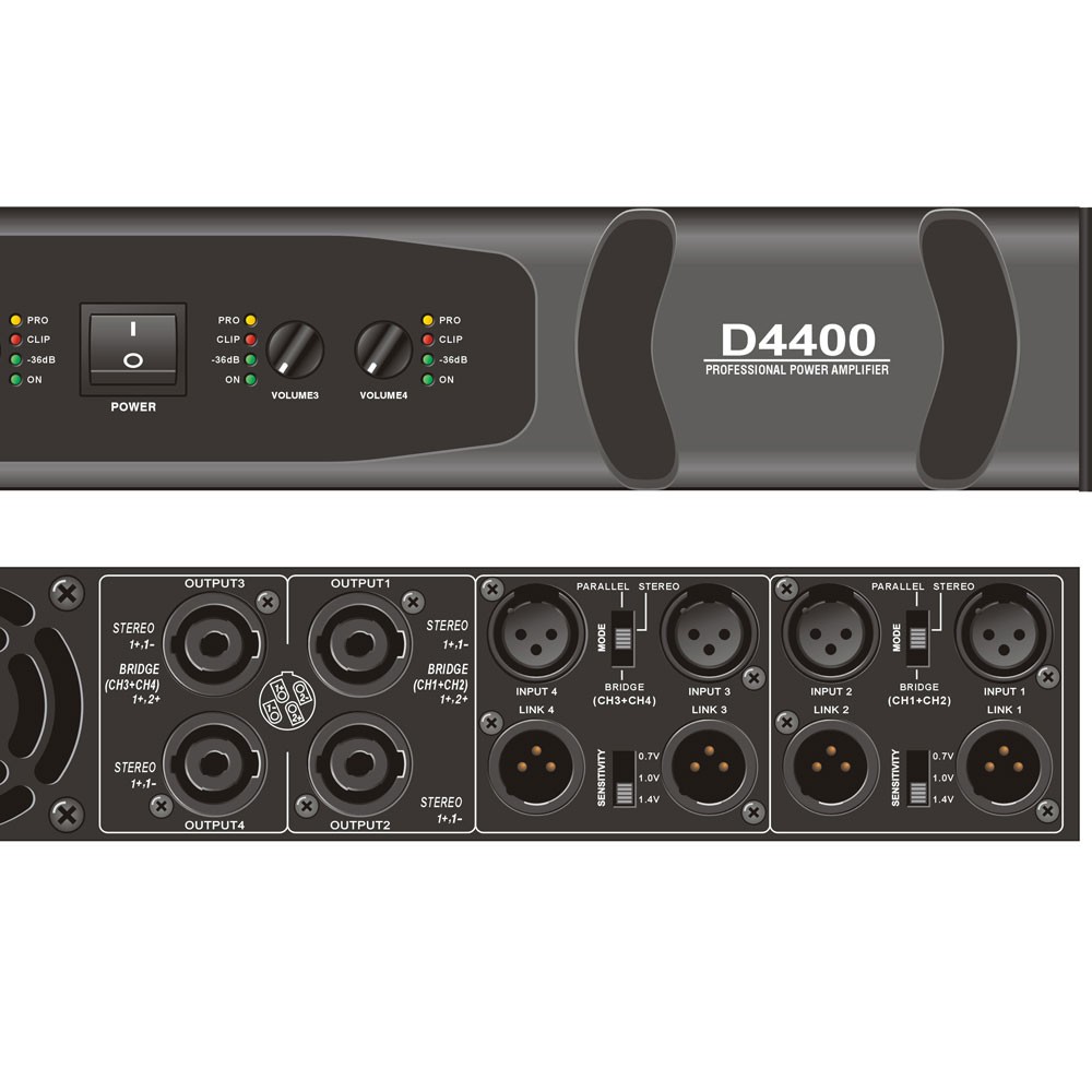 מגבר כוח דיגיטלי 4 ערוצים 4×400W @8Ω Seer D4400