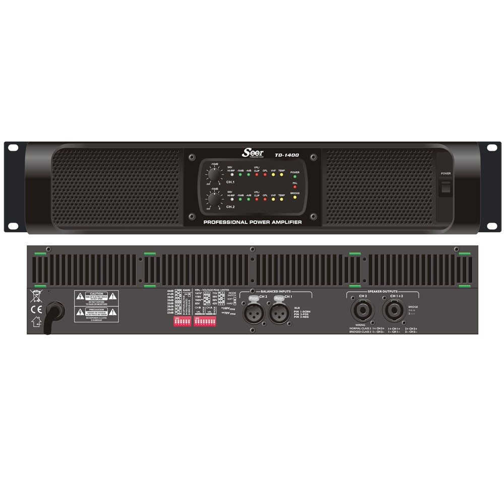 מגבר כוח לטורים 2×2350W @8Ω Seer TD1400