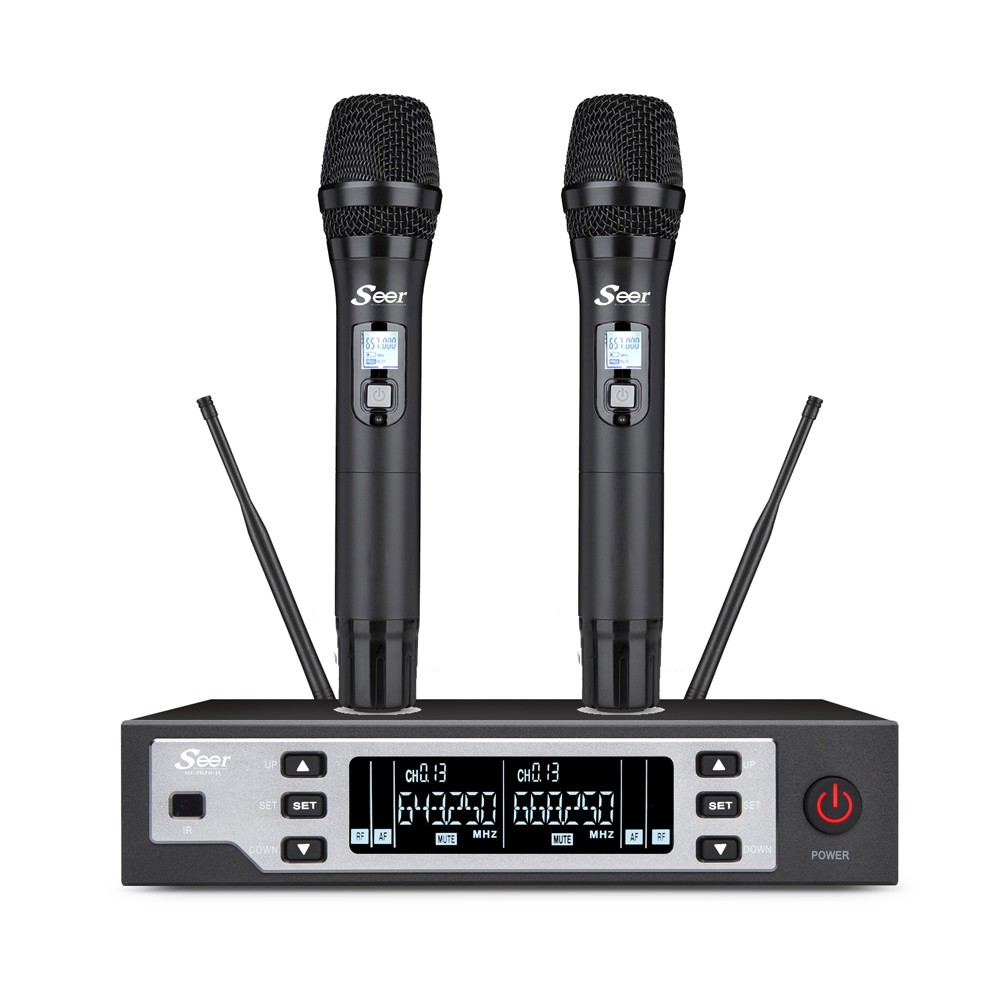זוג מיקרופונים אלחוטיים ידניים UHF Seer IU-2068