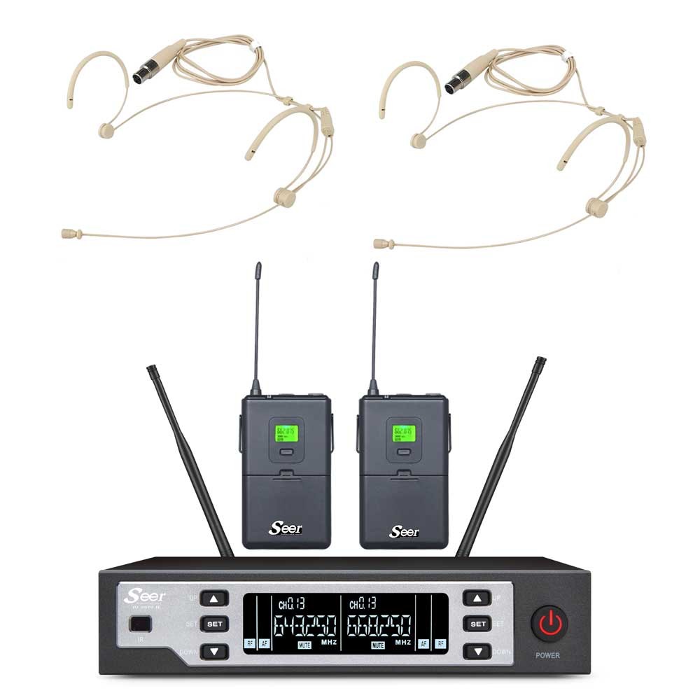זוג מיקרופוני ראש אלחוטיים UHF Seer IU-2069-H